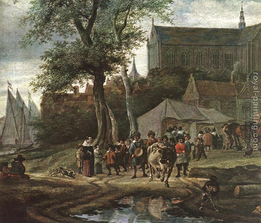 Salomon Van Ruysdael : Tavern with May Tree detail